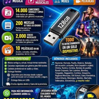 Usb 64 Gigas – Música + Videos + Mixes + Películas